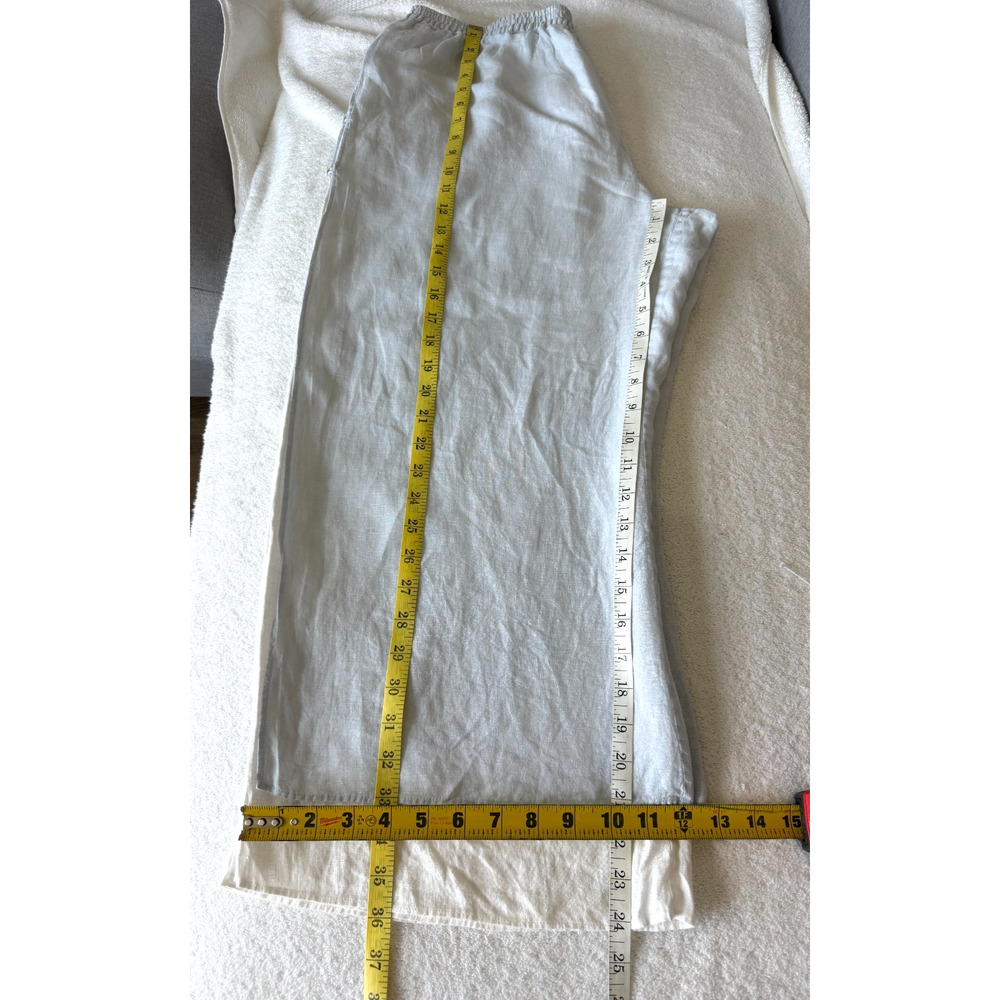 VIVID 100% Linen Double Layer Statement Cropped pant sea shell button Size-L - Picture 7 of 13